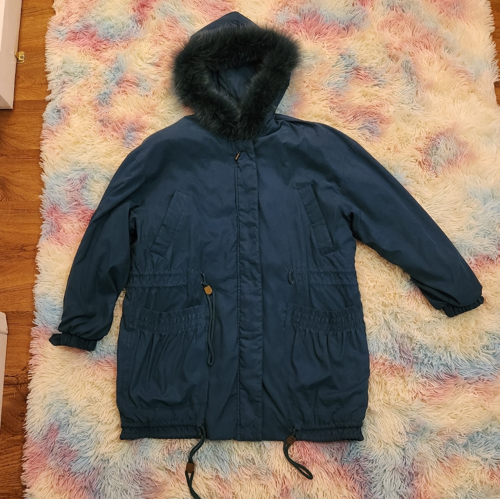 Emerald Green Fox Fur Hooded Parka